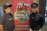 「サンケイスポーツ　ダブルスマッチプレー　ゴルフ選手権２０２３」関西本戦１回戦を突破した上西昴、山西大介組